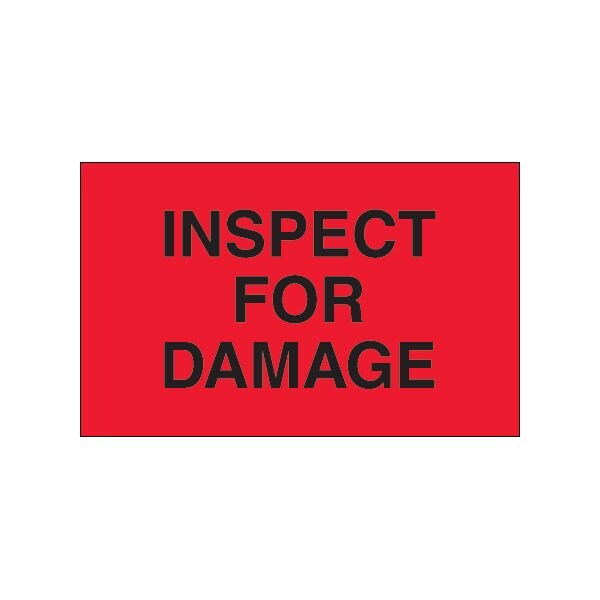 Bsc Preferred 1 1/4 x 2'' - ''Inspect For Damage'' Fluorescent Red Labels BUY00016254 - main